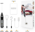 Semi-Automatic Handheld Milk Frother with Stainless-Steel Whisk and LCD Display