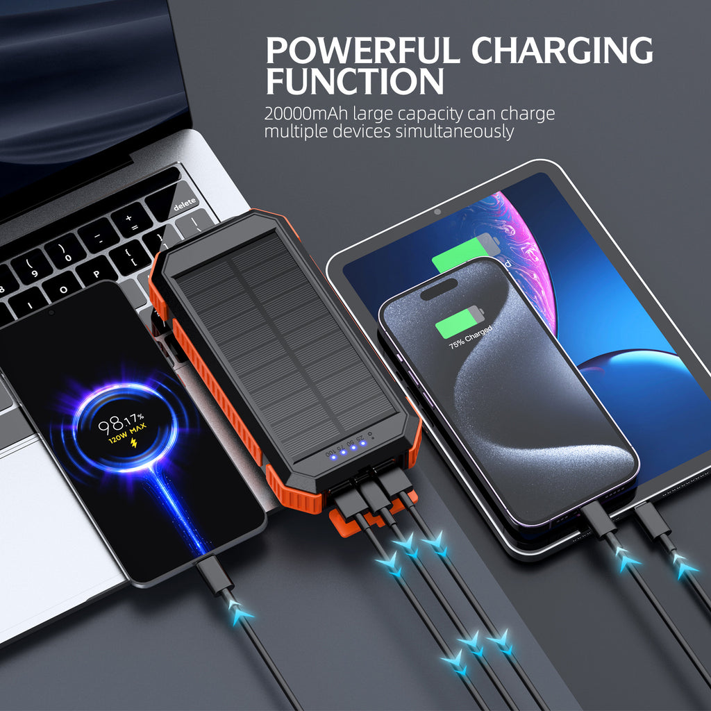 Solar Power Bank with Wireless Charging & Compass