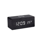 Wooden LED Alarm Clock with 10W Wireless Charging Novva Living