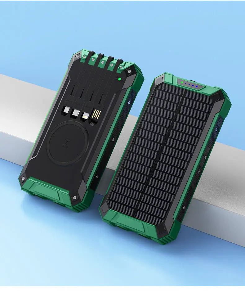 Solar Wireless Charging Power Bank with Dual LED Lamp Novva Living