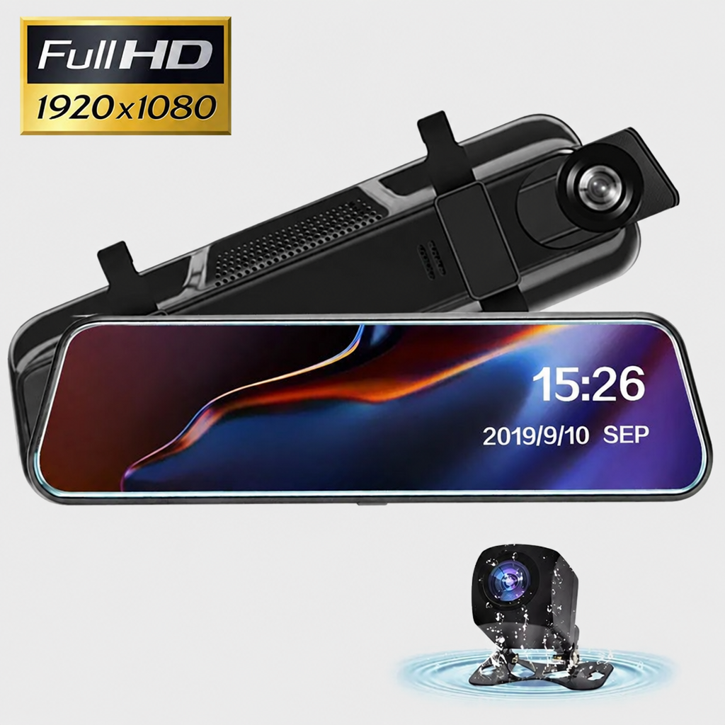 10-Inch HD Dual-Lens Dash Cam & Mirror Novva Living